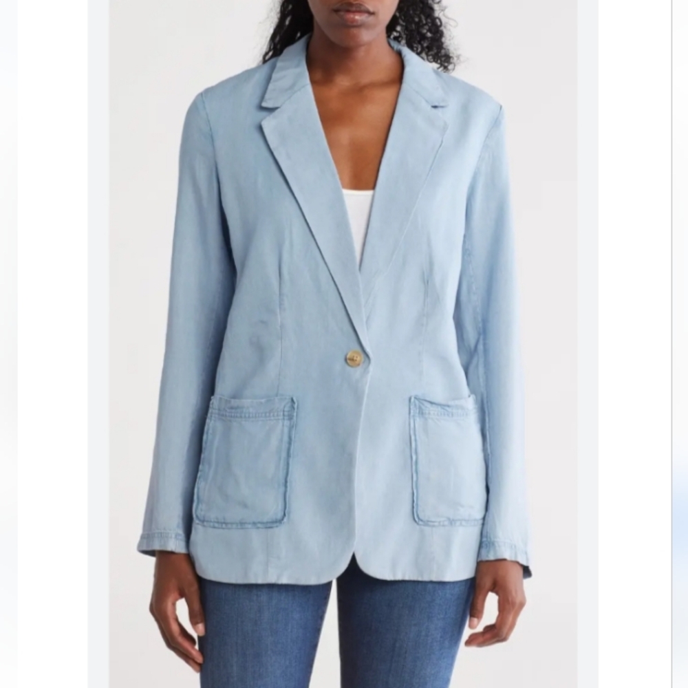 DKNY‎ One-Button Chambray Blazer